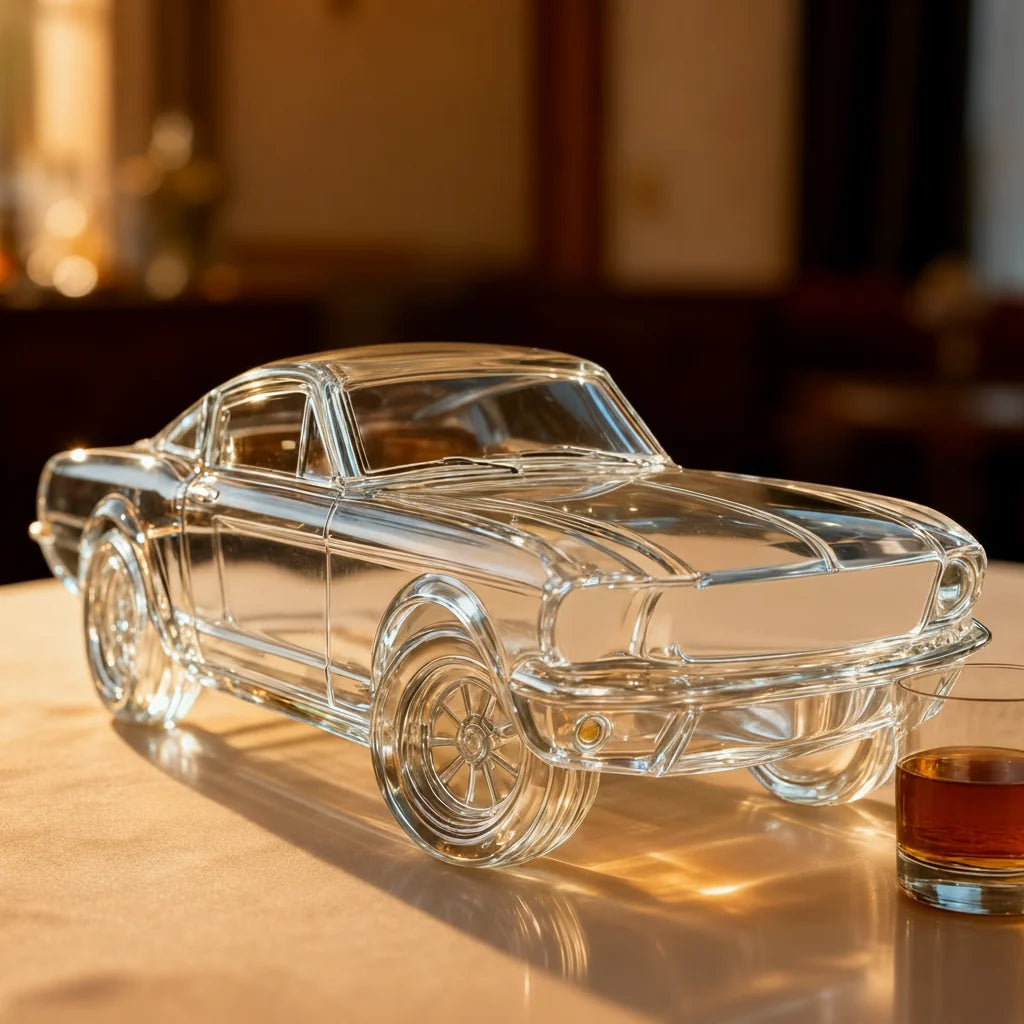 Hand-Blown Racing Car Glass Decanter for Whiskey and Spirits