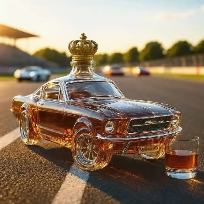 Hand-Blown Racing Car Glass Decanter for Whiskey and Spirits