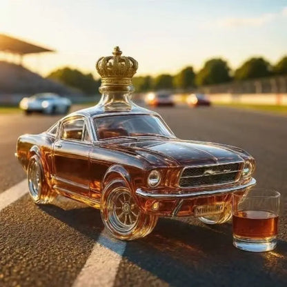 Hand-Blown Racing Car Glass Decanter for Whiskey and Spirits