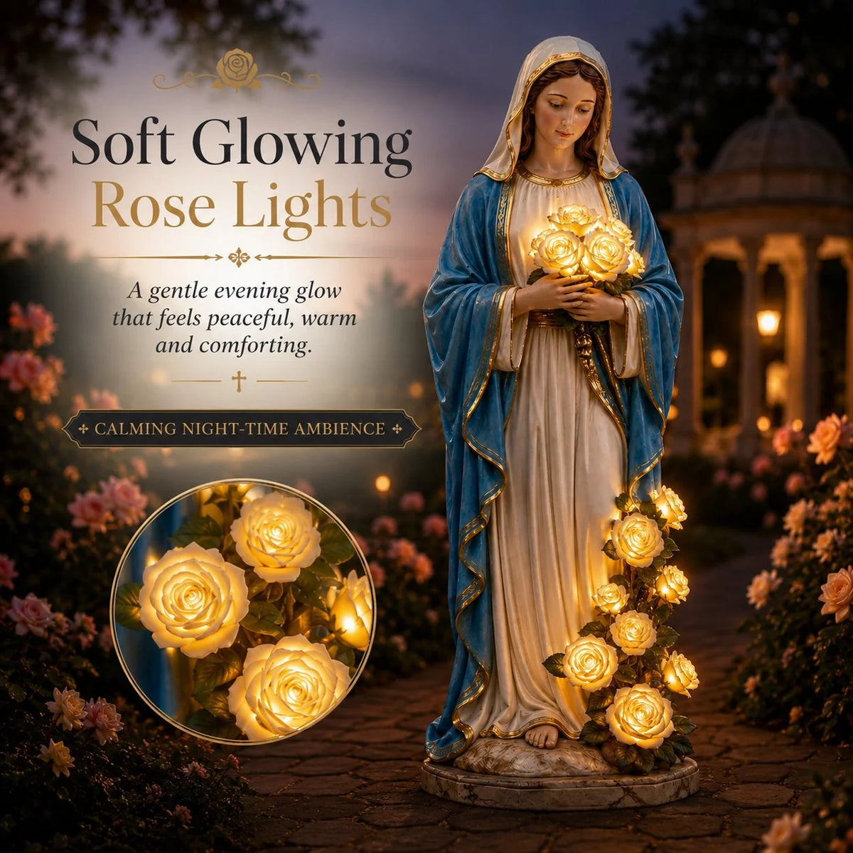 Outdoor Virgin Mary Garden Light for Garden Display