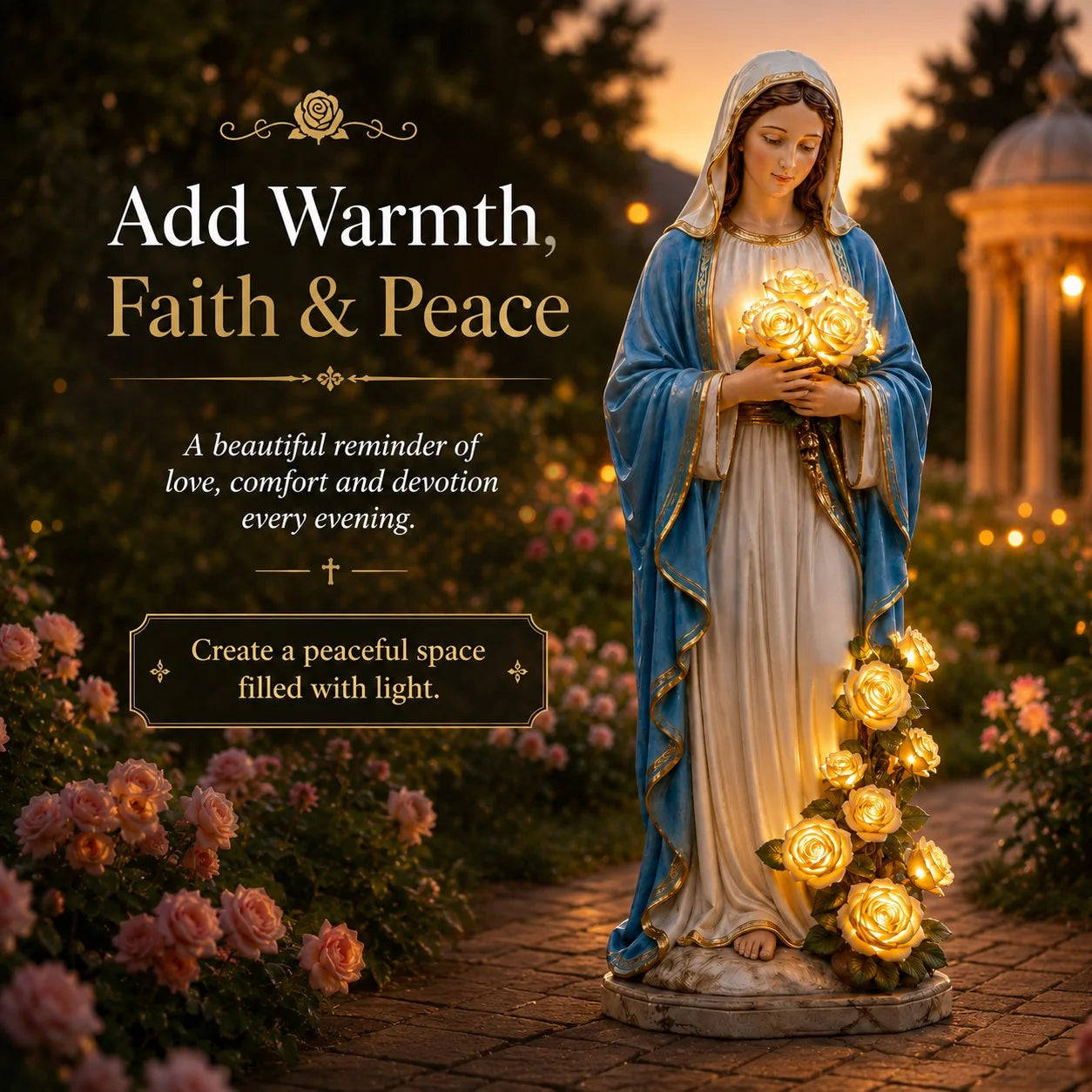 Outdoor Virgin Mary Garden Light for Garden Display