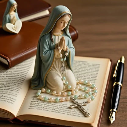 Handcrafted Virgin Mary Rosary Holder for Faithful Display