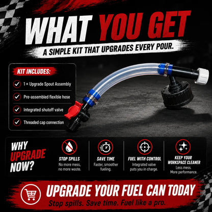 No-Spill Spout Upgrade Kit for Racing Fuel Jugs
