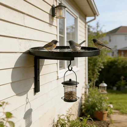 Antique-Bronze Wall Bird Bath with Hanging Hook
