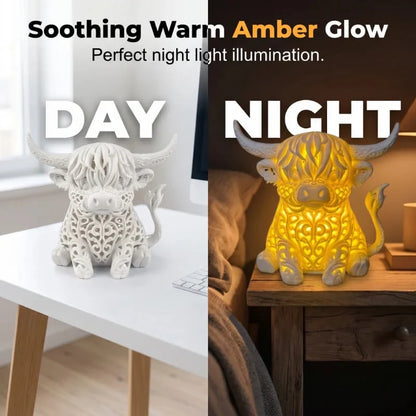 Decorative Warm Glow Highland Cow Table Lamp for Focused Lighting