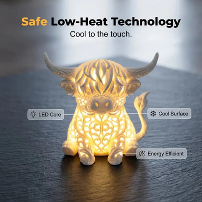 Decorative Warm Glow Highland Cow Table Lamp for Focused Lighting