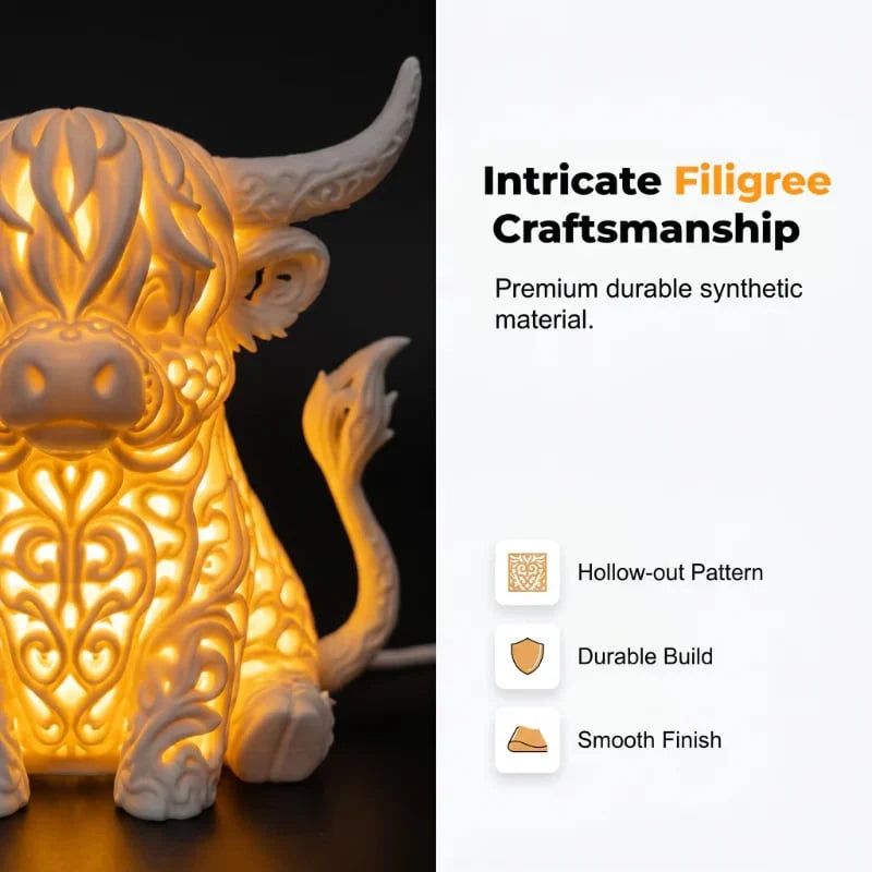 Decorative Warm Glow Highland Cow Table Lamp for Focused Lighting