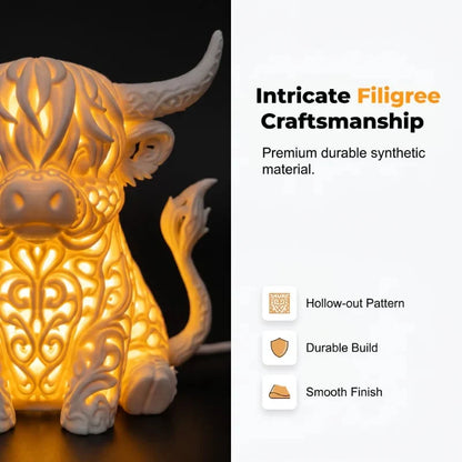Decorative Warm Glow Highland Cow Table Lamp for Focused Lighting