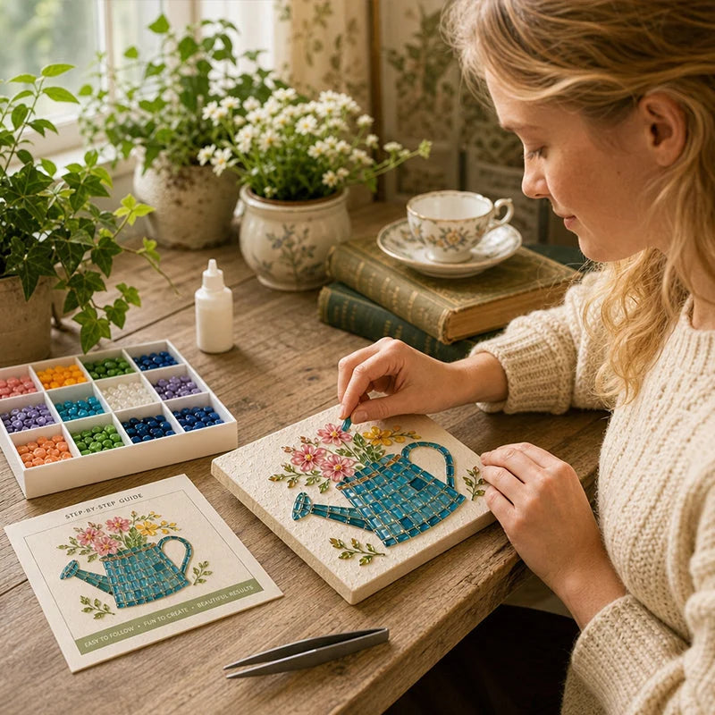 Hands-On Watering Can Mosaic Art Kit for Creative Play