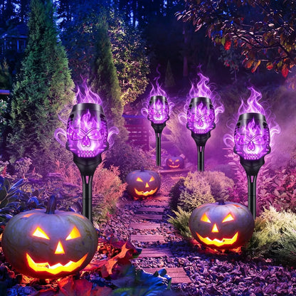 Outdoor Solar Skull Flame Lights for Garden Display