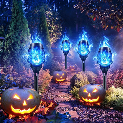 Outdoor Solar Skull Flame Lights for Garden Display