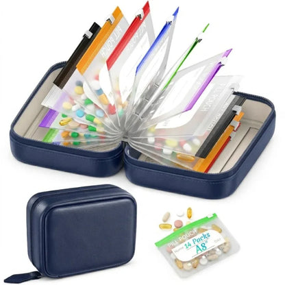 Space-Saving Waterproof Pill Pouch Set – Large Weekly Travel Medicine