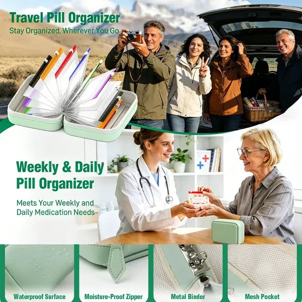 Space-Saving Waterproof Pill Pouch Set – Large Weekly Travel Medicine