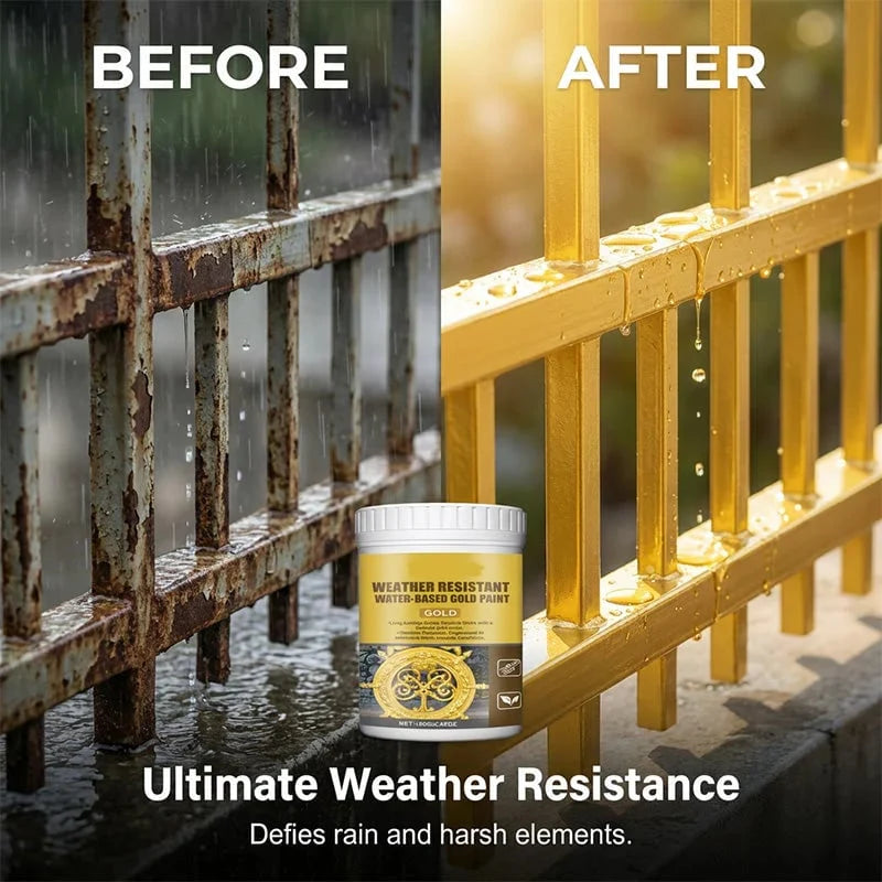Weather-Resistant Water-Based Gold Paint for Indoor-Outdoor Details