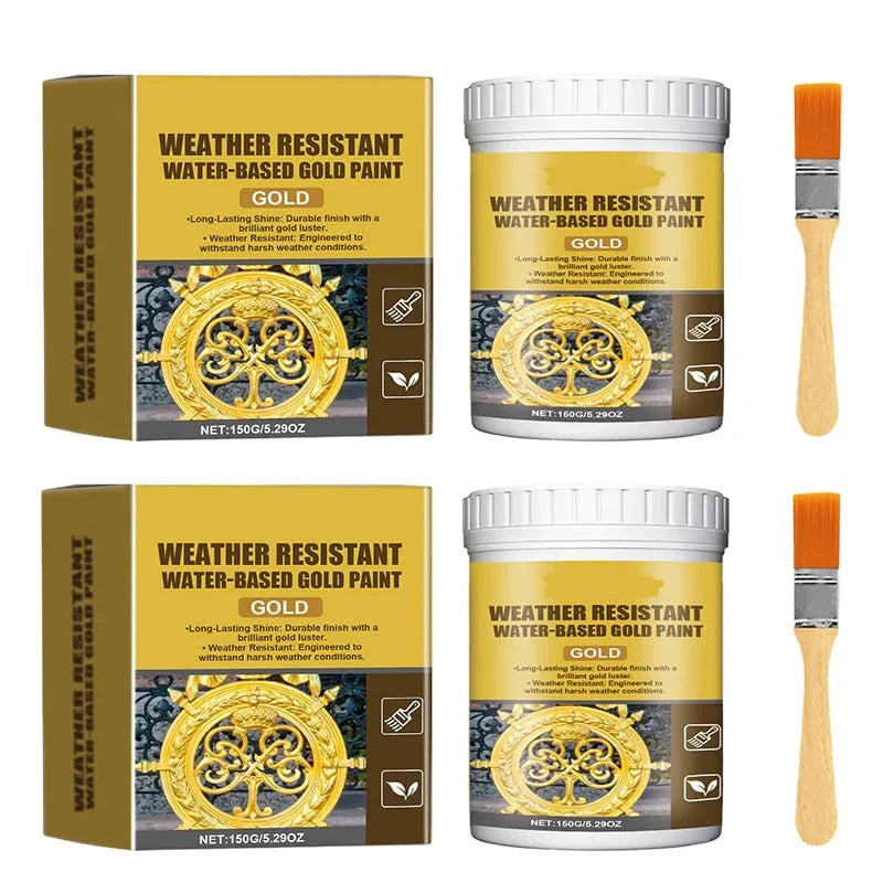 Weather-Resistant Water-Based Gold Paint for Indoor-Outdoor Details