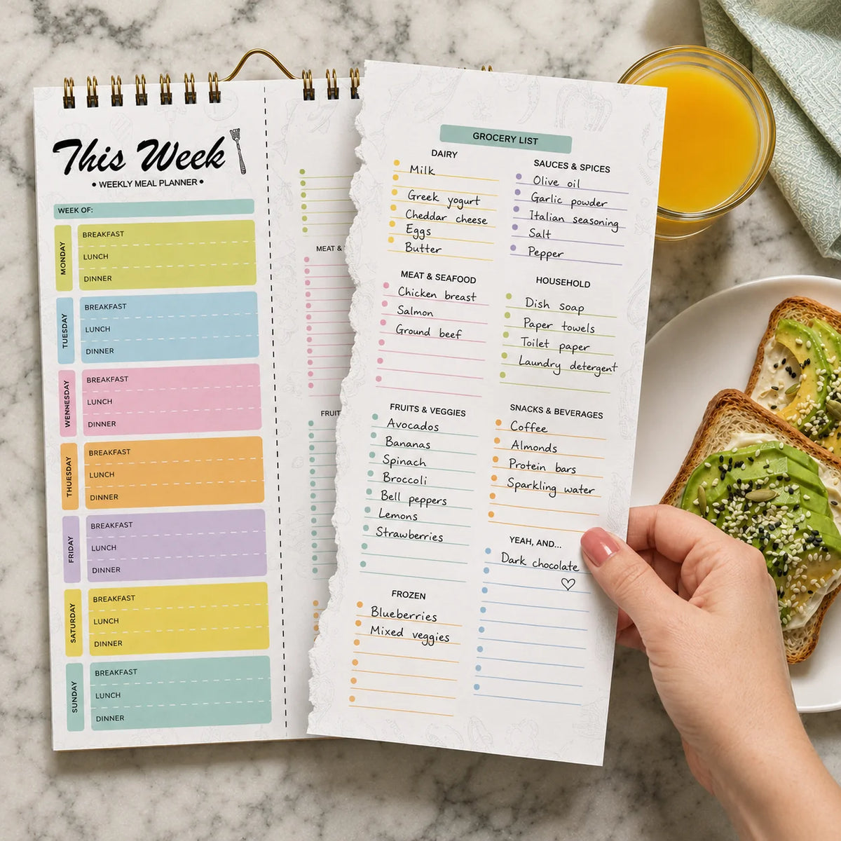 Easy-Use Weekly Food Planning Pad for Daily Kitchen Tasks
