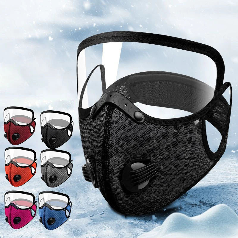 Windproof Motorcycle Face Mask and Anti-UV Goggles with 5-Layer Filter