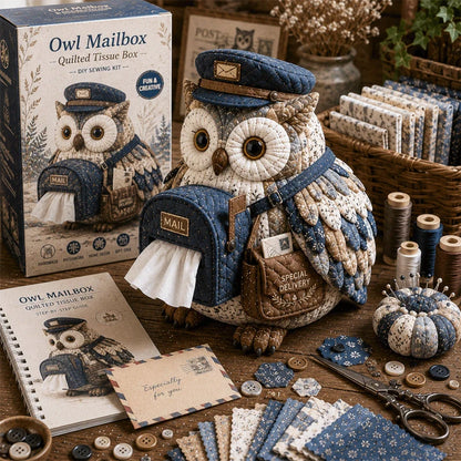 Hands-On Wise Owl Quilted Tissue Box DIY Sewing Kit for Creative Play