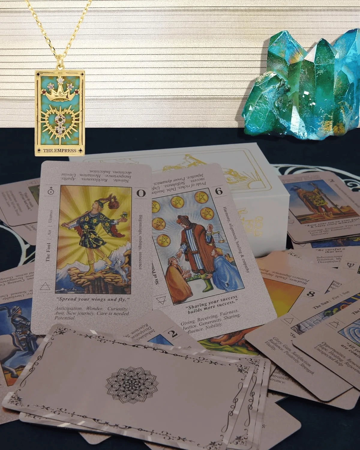 Vehicle-Ready Witchy Cauldron Rose Gold Tarot Cards with Guide Book