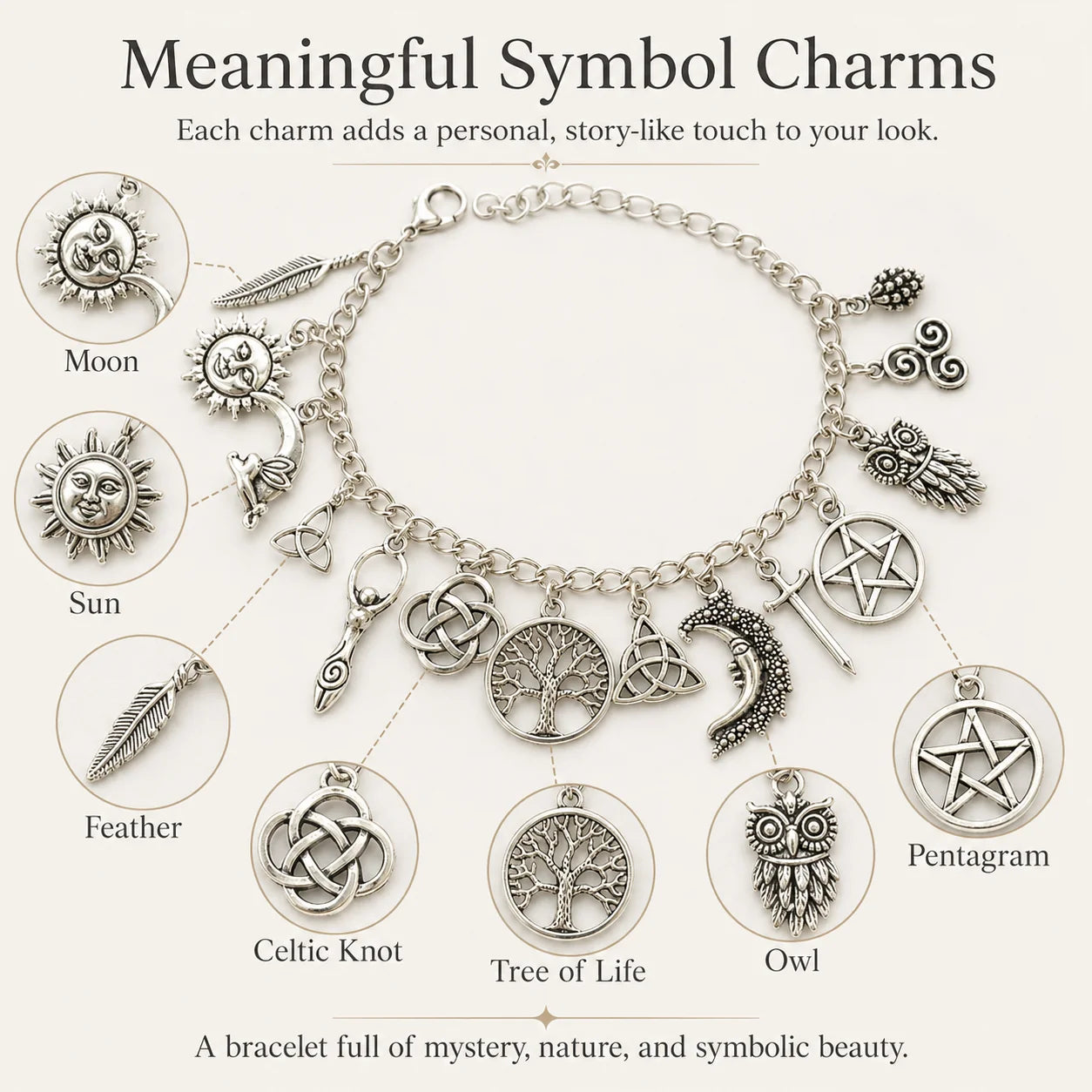 Distinctive Vintage Witchy Charm Bracelet for Everyday Wear
