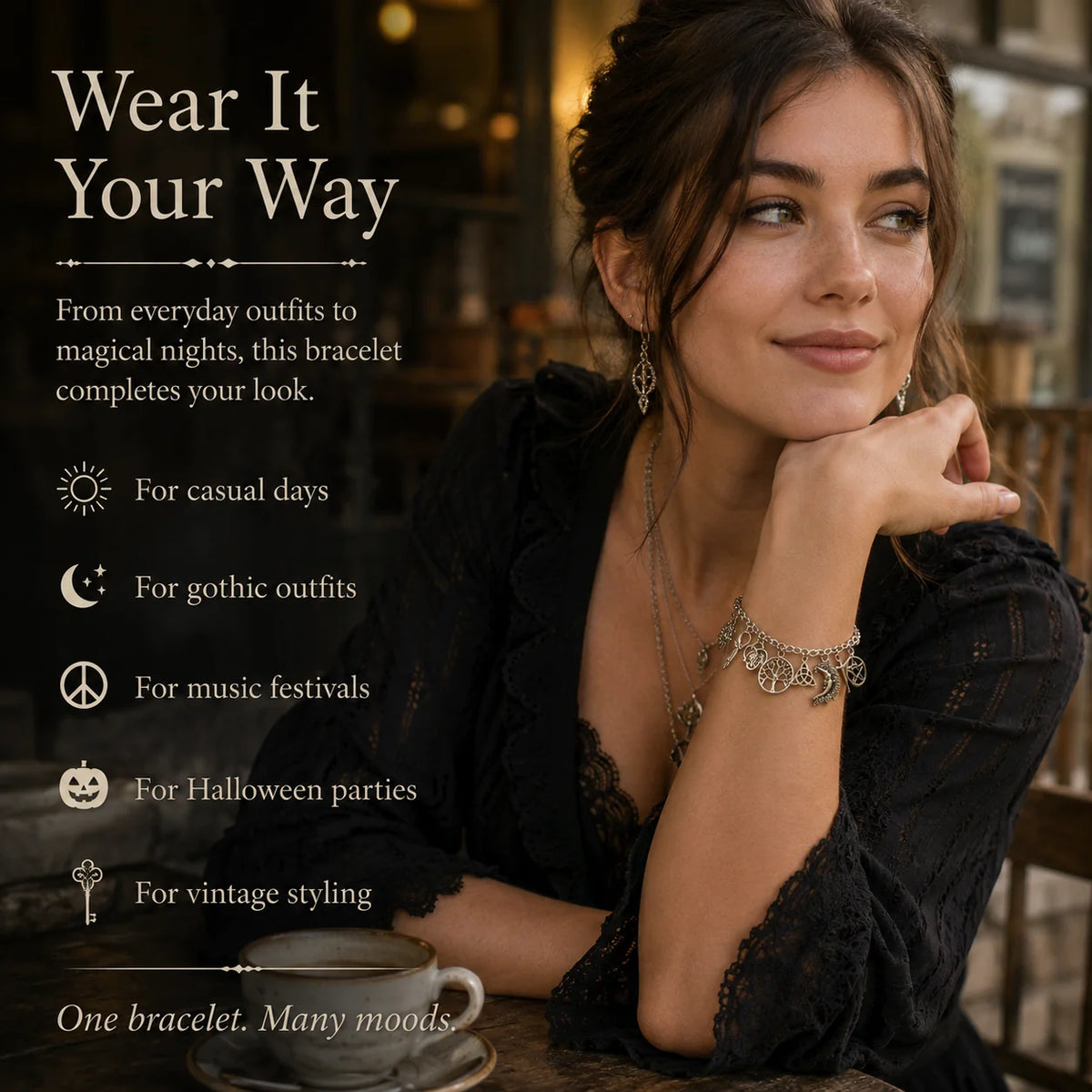 Distinctive Vintage Witchy Charm Bracelet for Everyday Wear