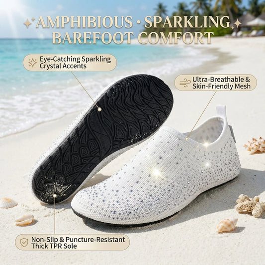 Women's Sparkly Barefoot Aqua Socks with Anti-Slip TPR Soles