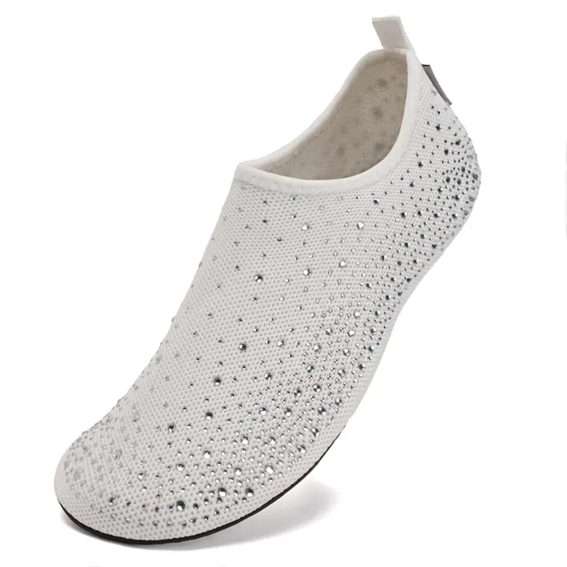 Women's Sparkly Barefoot Aqua Socks with Anti-Slip TPR Soles