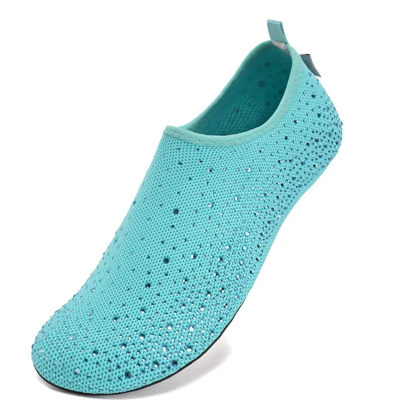Women's Sparkly Barefoot Aqua Socks with Anti-Slip TPR Soles