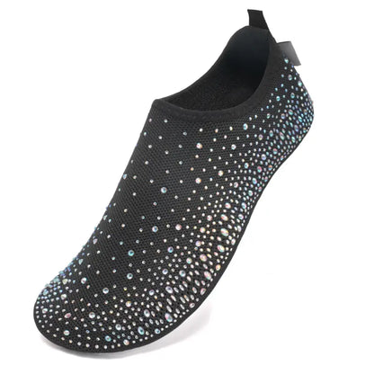Women's Sparkly Barefoot Aqua Socks with Anti-Slip TPR Soles