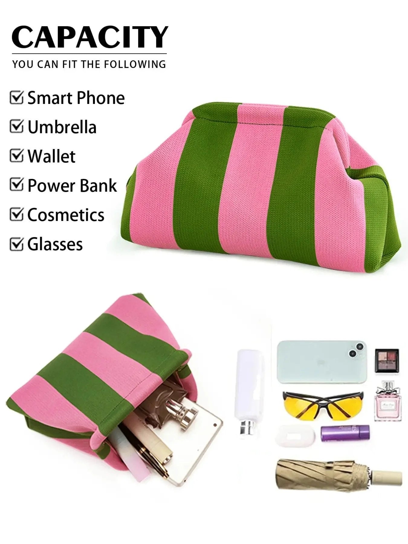 Space-Saving Women's Striped Cloud Handbag – Your New Go-To for Every