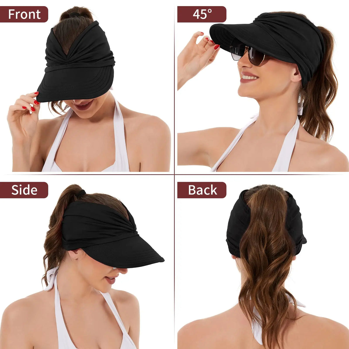 Chic UPF 50+ Ponytail Sun Visor