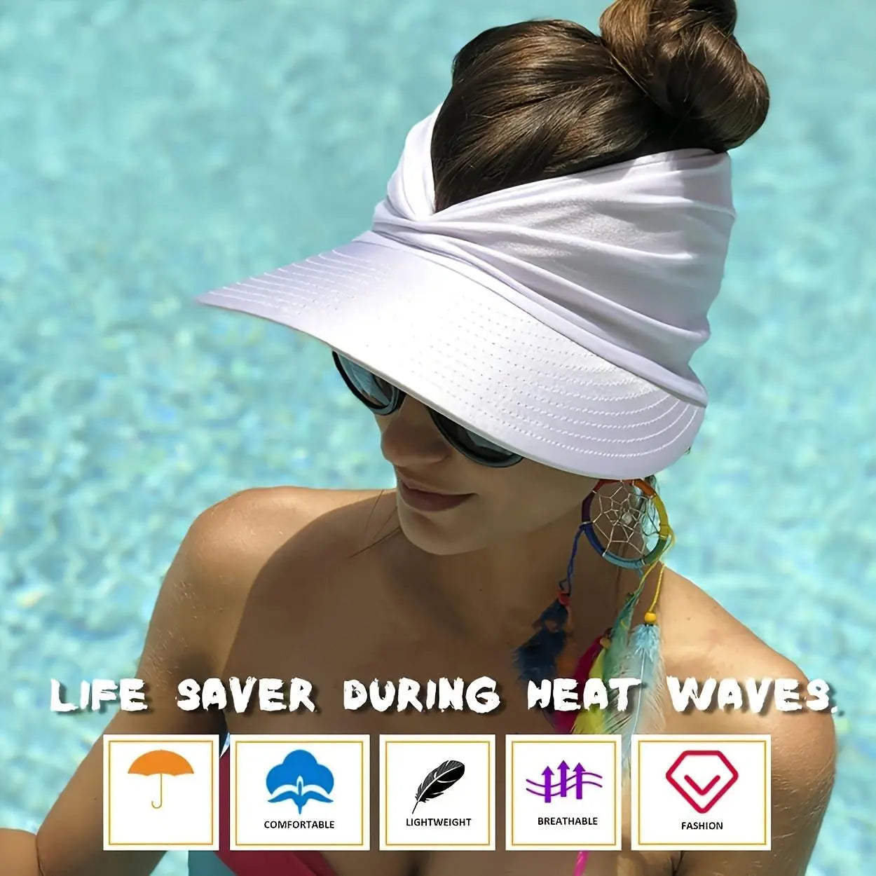 Chic UPF 50+ Ponytail Sun Visor
