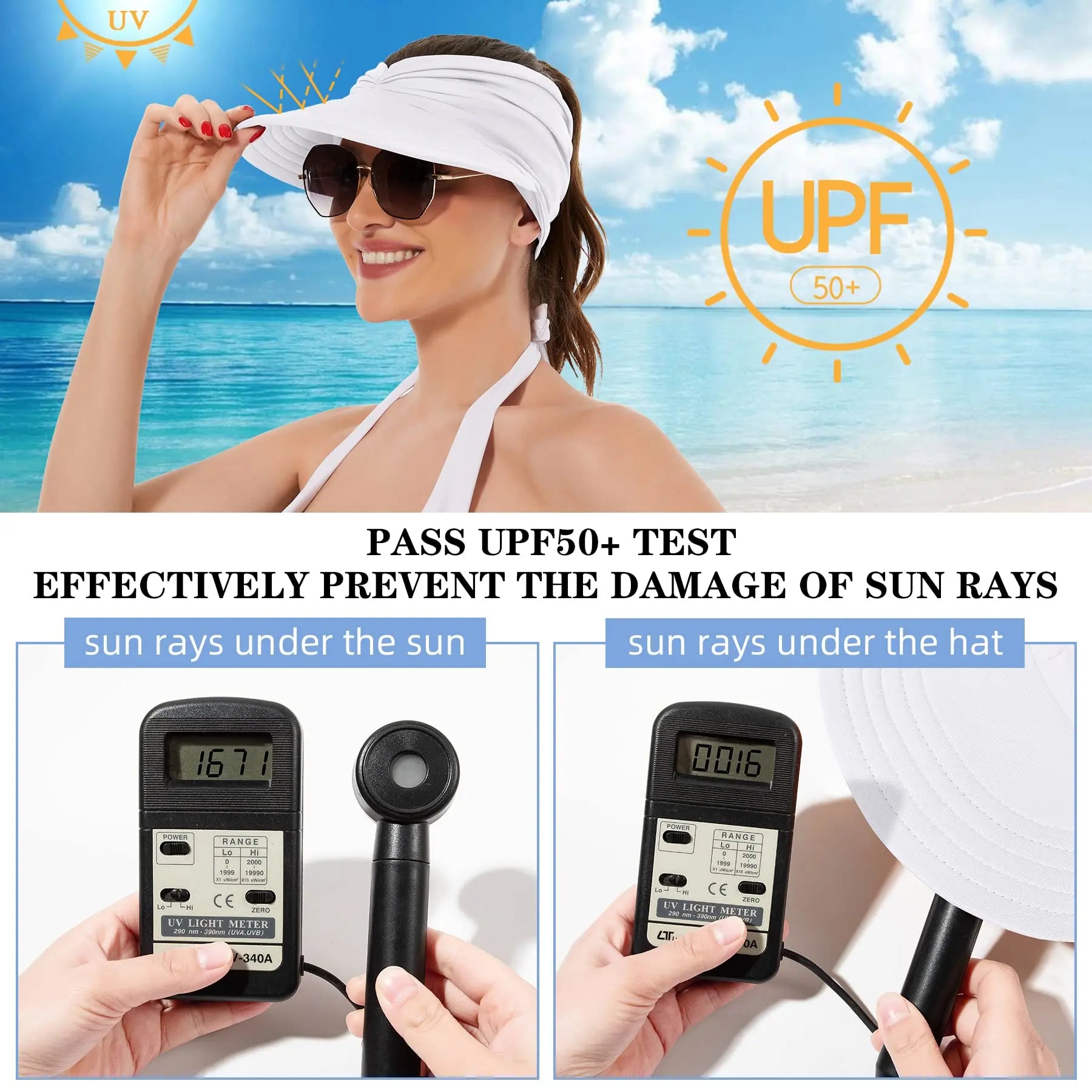 Chic UPF 50+ Ponytail Sun Visor