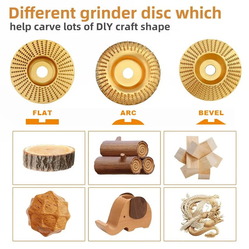 Versatile Wood Carving Disc Set for Angle Grinders