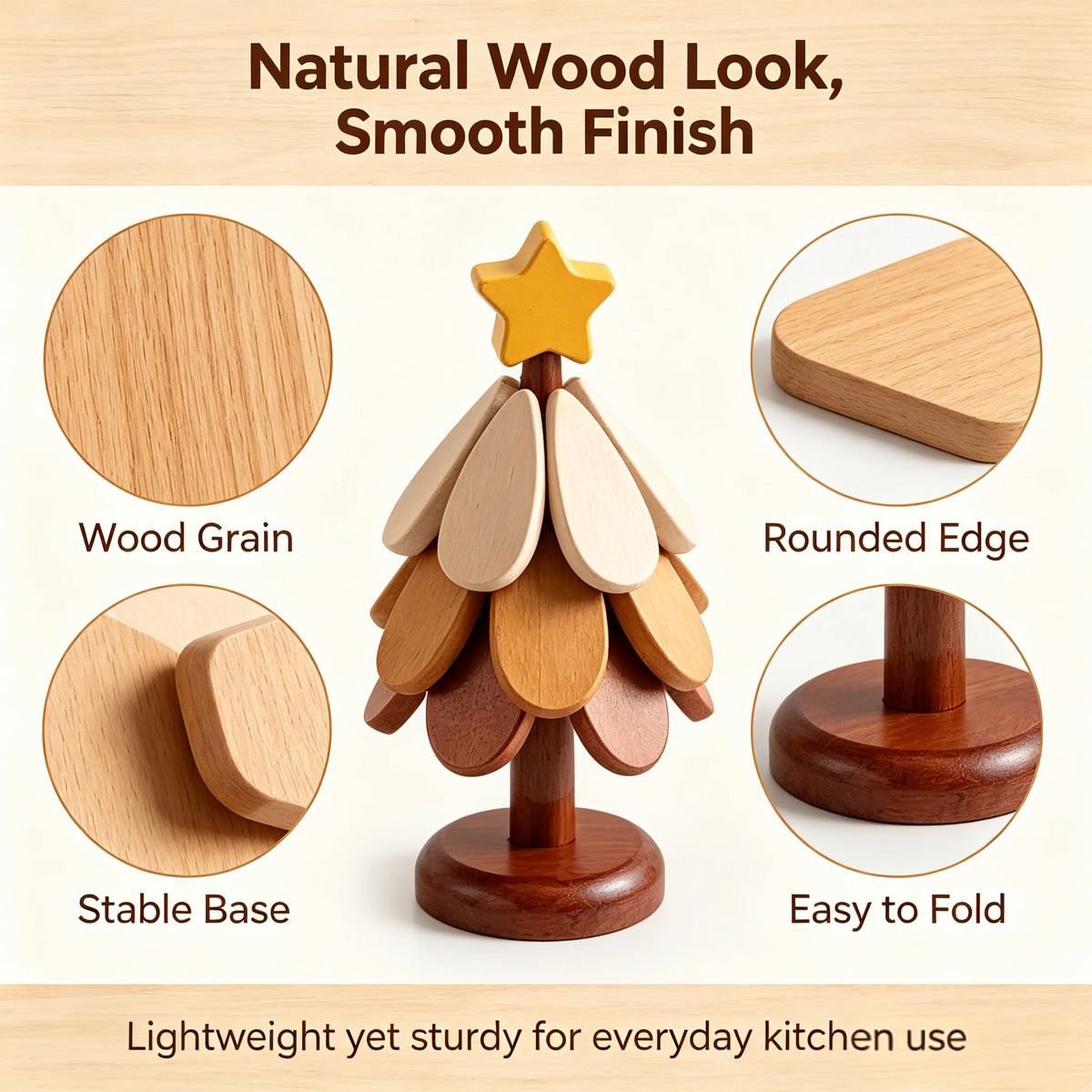 Workshop-Ready 2-in-1 Wooden Tree Trivet – Festive Table