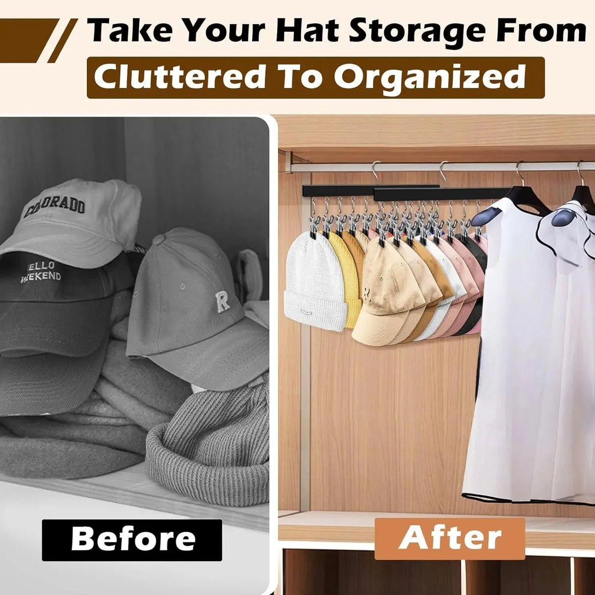 Comfort-Focused Wooden Hat Organizer – Clips Holds for Ev – Wooden Hat