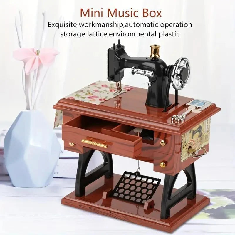 Purpose-Built Wooden Mini Sewing Machine Music Box for Everyday Use