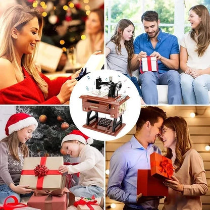 Purpose-Built Wooden Mini Sewing Machine Music Box for Everyday Use