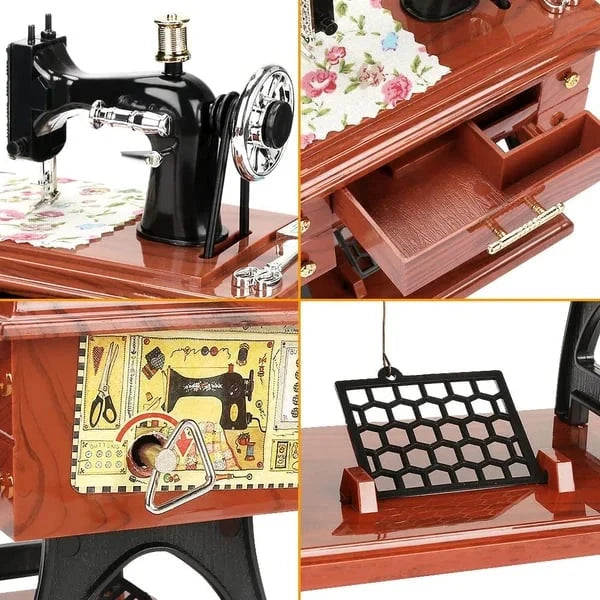 Purpose-Built Wooden Mini Sewing Machine Music Box for Everyday Use