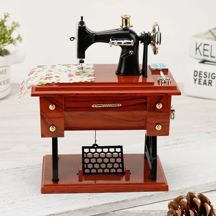 Purpose-Built Wooden Mini Sewing Machine Music Box for Everyday Use
