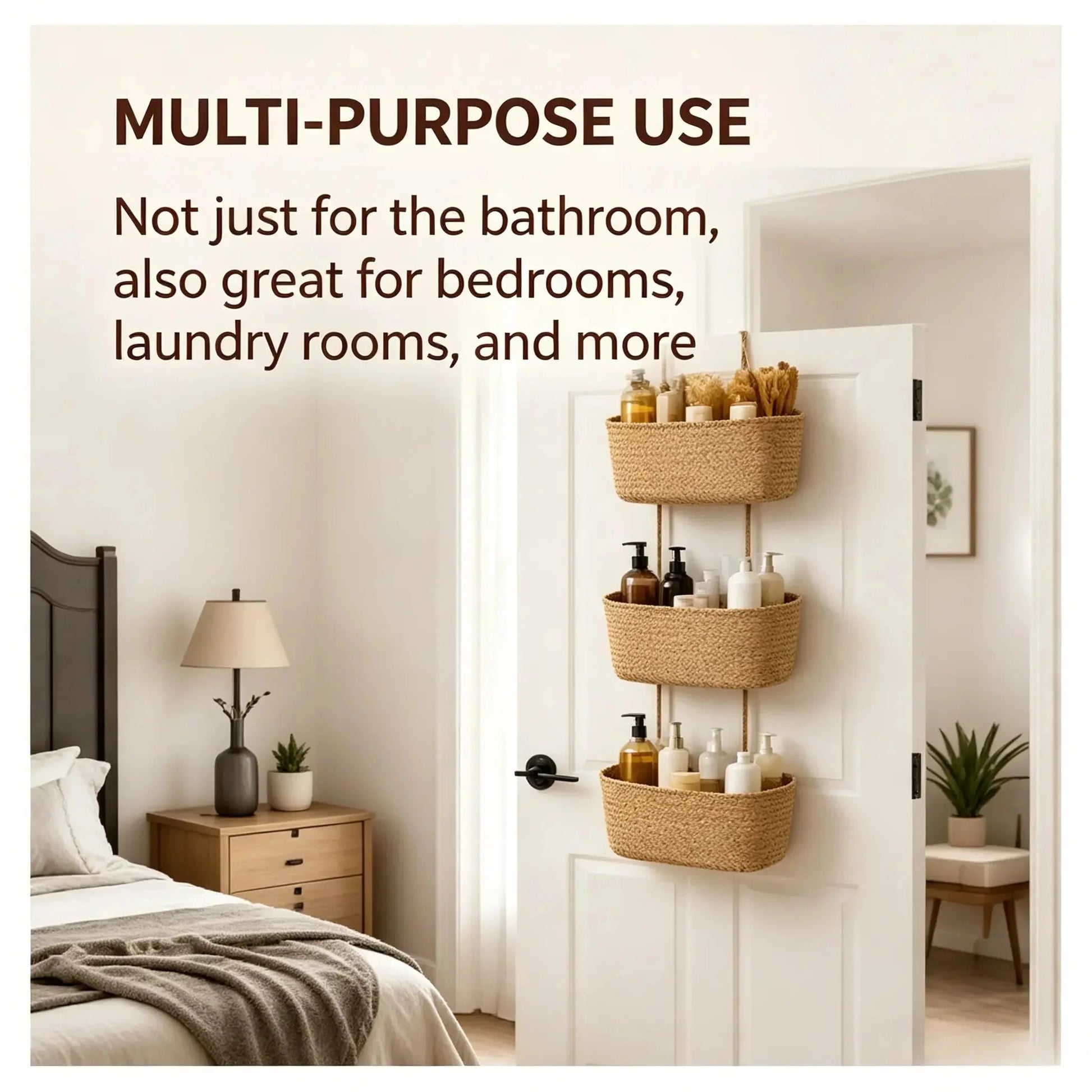 Space-Saving Woven Cotton 3-Tier Over-Door