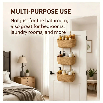 Space-Saving Woven Cotton 3-Tier Over-Door