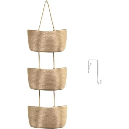 Space-Saving Woven Cotton 3-Tier Over-Door