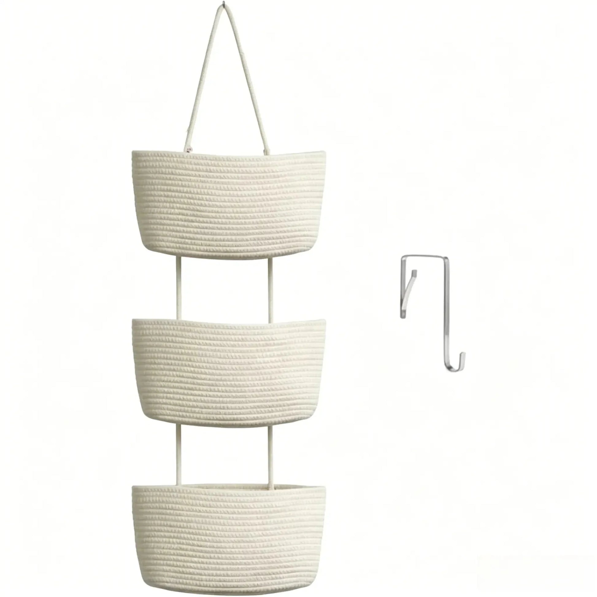 Space-Saving Woven Cotton 3-Tier Over-Door