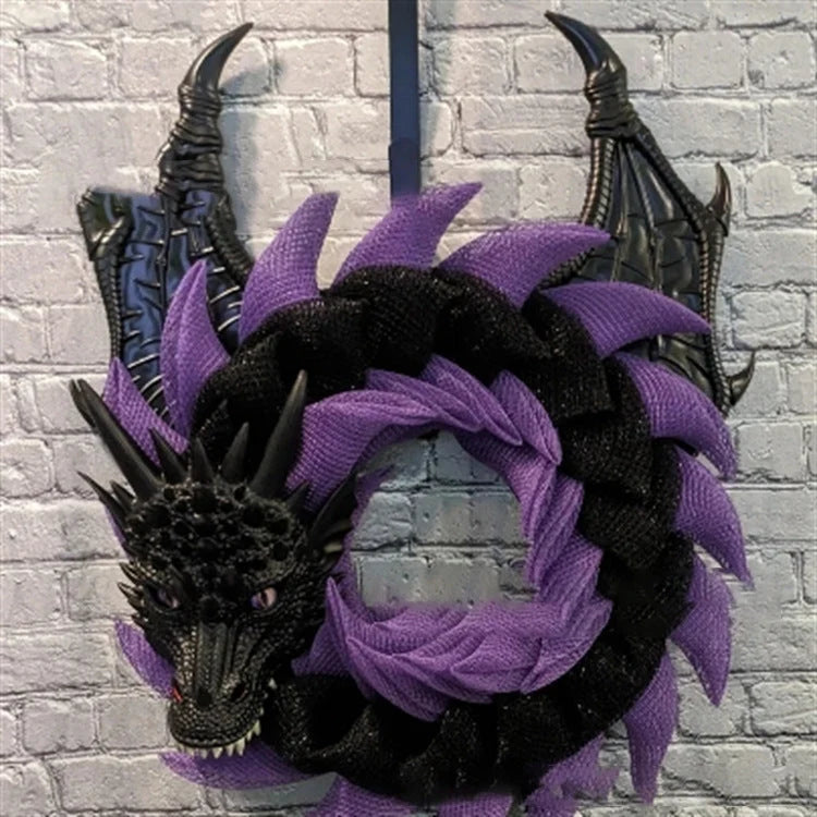 Task-Ready Gothic Dragon Wreath Front Door Decor for Home Upkeep
