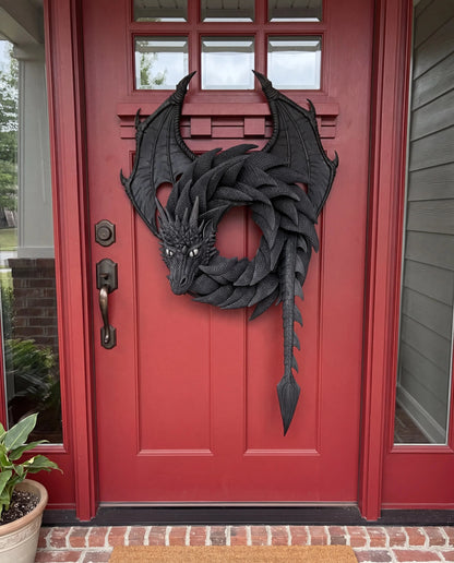 Task-Ready Gothic Dragon Wreath Front Door Decor for Home Upkeep