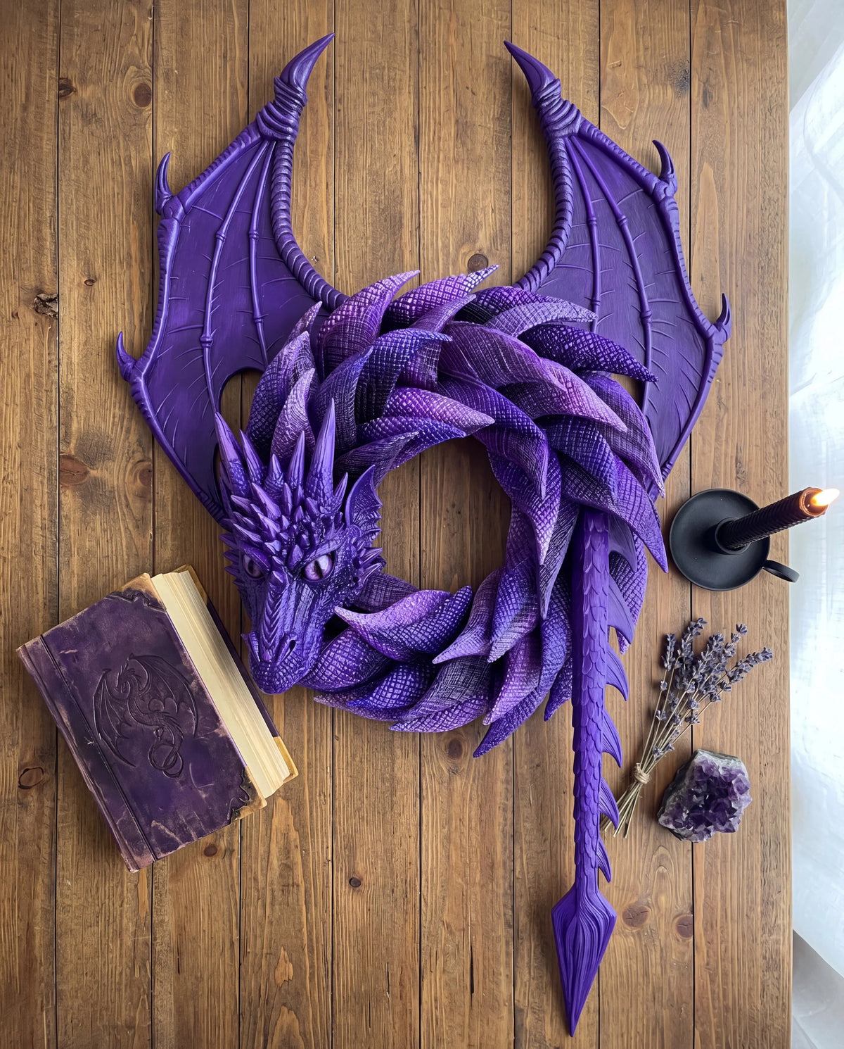 Task-Ready Gothic Dragon Wreath Front Door Decor for Home Upkeep