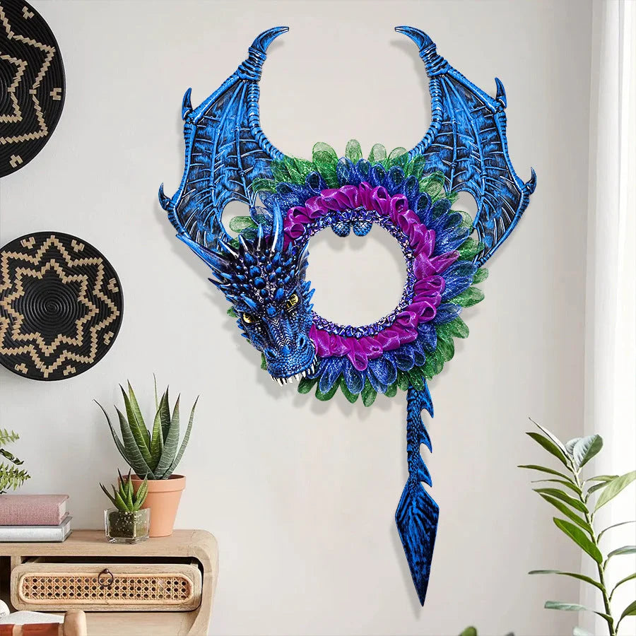 Task-Ready Gothic Dragon Wreath Front Door Decor for Home Upkeep