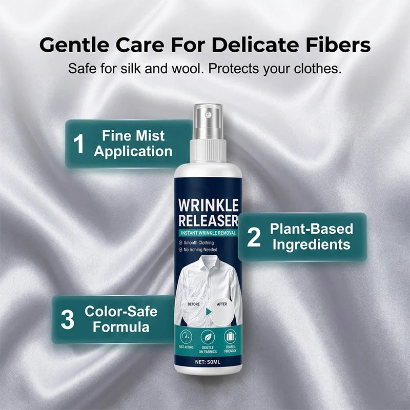 Purpose-Built Instant wrinkle release – no iron, travel-ready