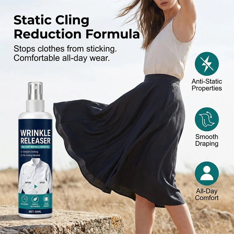 Purpose-Built Instant wrinkle release – no iron, travel-ready